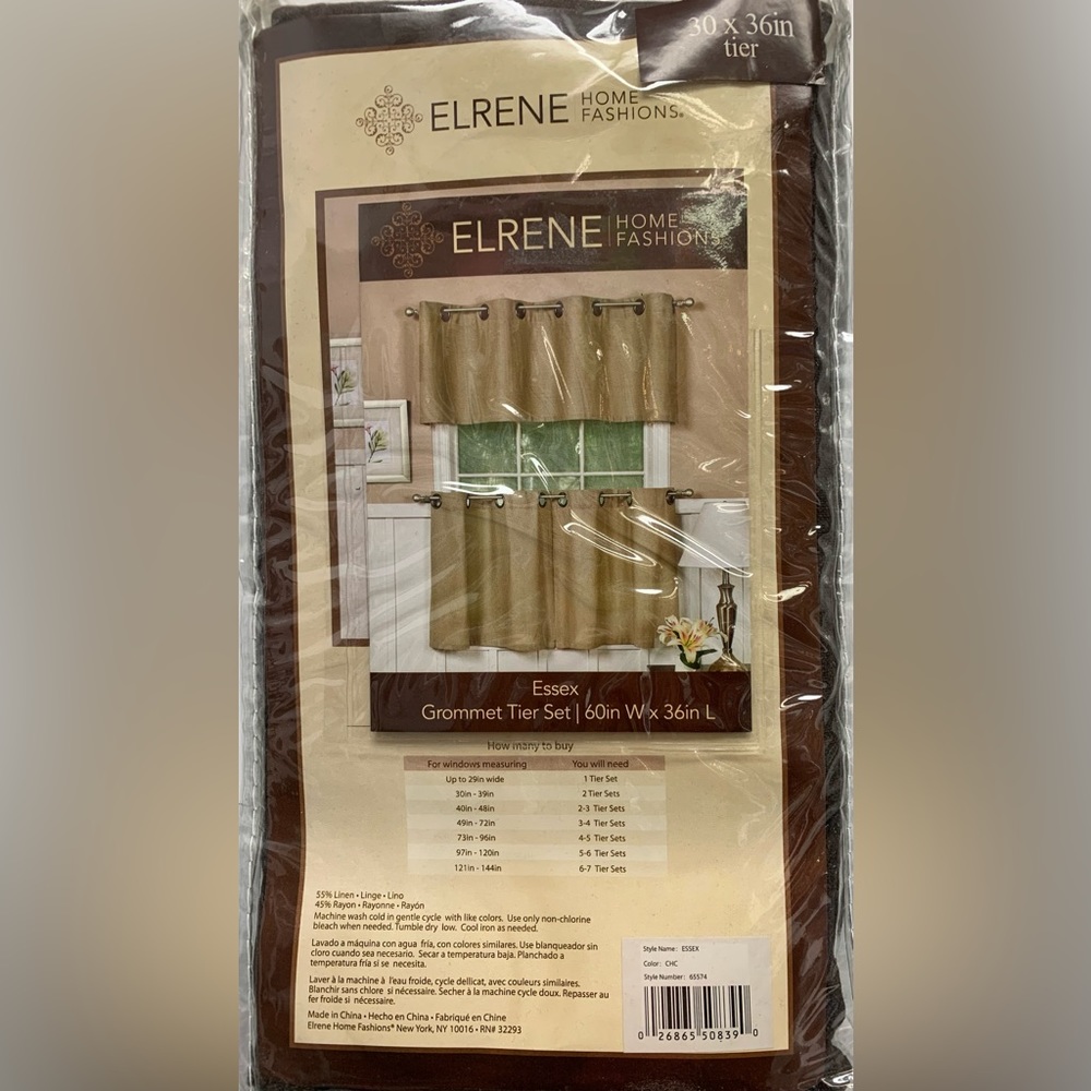 2 Set Elrene Grommet Essex Tier Set 60'W x 36"L